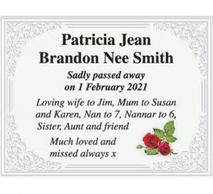 Patricia Jean Brandon Nee Smith